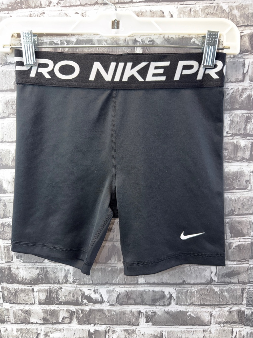 Nike Pro Black Compression Shorts with White Swoosh